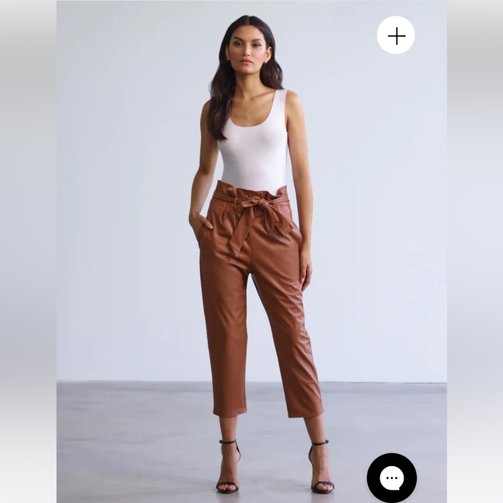 Commando faux leather paper bag pants- brown, size small